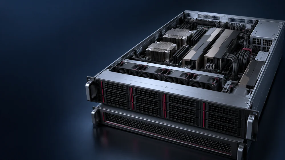 GPU 서버 인프라 설명용 생성 이미지. 실제 연구실 설치 사진이나 특정 제품의 외형·장착 구성을 나타내지 않습니다.